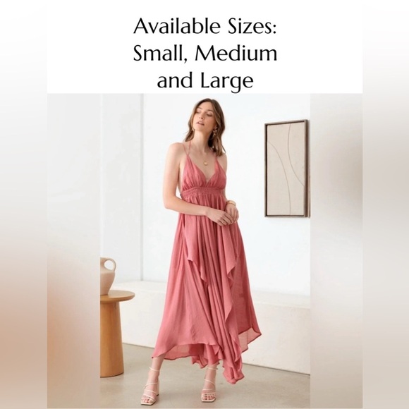 NWT-Tassel Fringe Strap Cutout Maxi Dress w/Pockets - Picture 1 of 14